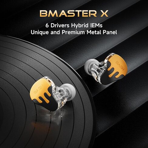 شاشات Basn Bmasterx 6 Hybrid Hybrid مع عزل الضوضاء للموسيقيين ، والمرحلة والاستوديو ، و Hifi IEMs المهنية ، والكابلات المطلية بالفضة من 4 نواة من أوف سي (أسود بيلي) in Saudi Arabia