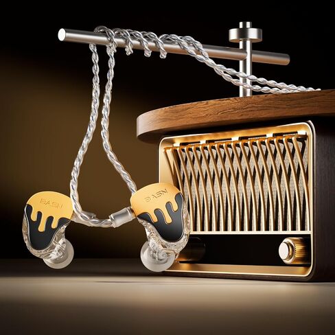 شاشات Basn Bmasterx 6 Hybrid Hybrid مع عزل الضوضاء للموسيقيين ، والمرحلة والاستوديو ، و Hifi IEMs المهنية ، والكابلات المطلية بالفضة من 4 نواة من أوف سي (أسود بيلي) in Saudi Arabia