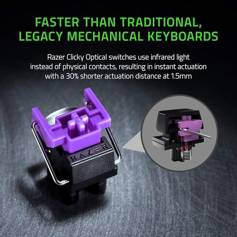 Razer Huntsman Mini 60 ٪ لوحة مفاتيح ألعاب: Clicky Optical Switches - وضع الزناد السريع - CHROMA RGB Lighting - PBT Keycaps - Onboard Memory - Snap Tap - White in Kuwait