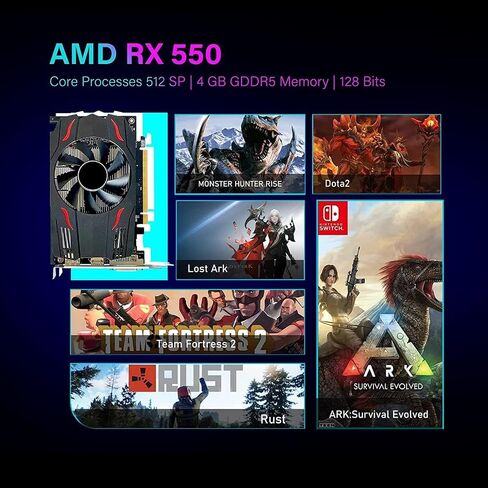HP RGB Gaming Desktop PC ، AMD A10 PRO 3.5GHz حتى 3.8 جيجا هرتز ، 16 جيجا بايت DDR4 ، 256G SSD + 3TB ، Radeon RX 550 4G GDDR5 ، 600M WIFI & Bluetooth 5.0 ، RGB Keyboard & Mouse ، Windows 11 (READED) in Kuwait