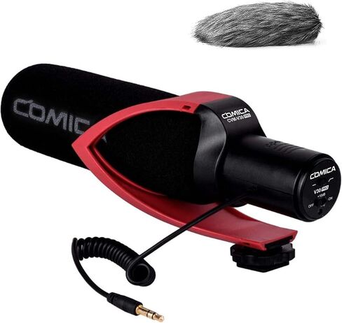 comica CVM-V30 PRO Camera Microphone Electric Super-Cardioid Directional Condenser Shotgun Video Microphone for Canon Nikon Sony Panasonic DSLR Camera with 3.5mm Jack (Black) in Kuwait