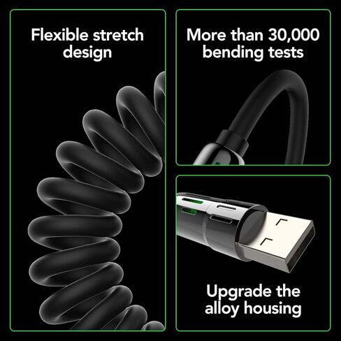 كابل الشحن العالمي لفريق Mfish 4-in-1 مع حالة حمل ، وسلك الشاحن السريع 240W MAX ، USB-A ، Dual USB-C & Lighting ، لسلسلة iPhone 16/15/14 ، iPad ، MacBook والمزيد (Black Cailed ، 6ft) in Kuwait