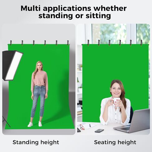 emart green screen backdrop kit مع قاعدة قابلة للطي عكسية ، خلفية خضراء 5 × 6.5 قدمًا مع حامل على شكل حرف T محمول و 5 مشابك للتصوير الفوتوغرافي ، التقاط الصور ، تسجيل الفيديو الاستوديو ، البث المباشر in Kuwait