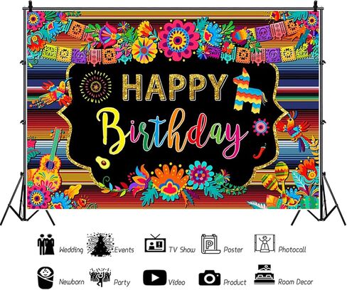 مهرجان مكسيكي ، خلفية عيد ميلاد ، الورق الملون ، خلفية عيد ميلاد الأزهار الخلفية للمكسيك سينو دي مايو ، حفل عيد ميلاد ديكور ، لافتات ، صور فوتوبوث ، 7x5ft in Kuwait