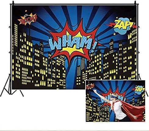 Super City Theme Photo Backdrops,Yeele 12x8ft Cartoon Comic City Super Hero Photography Background for Boys Kid Birthday Party Photo Video Shoot Studio Prop Wallpaper in Kuwait