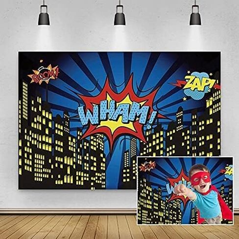 Super City Theme Photo Backdrops,Yeele 12x8ft Cartoon Comic City Super Hero Photography Background for Boys Kid Birthday Party Photo Video Shoot Studio Prop Wallpaper in Kuwait