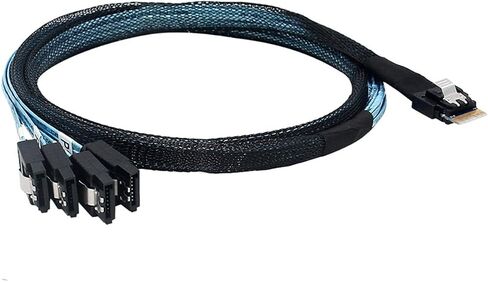 Slimline SAS SFF-8654 4I 38P إلى 4X SATA Cable-30AWG 10 أوم كابل اتصال داخلي عالي السرعة مسطح إلى متمر in Saudi Arabia