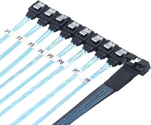 PCIe SlimSAS LP Low Profile SFF-8654 8i 74 Pin to 8* SATA Server Cable – 100 Ohm 30AWG High Speed Data Cable (0.5M) in Saudi Arabia
