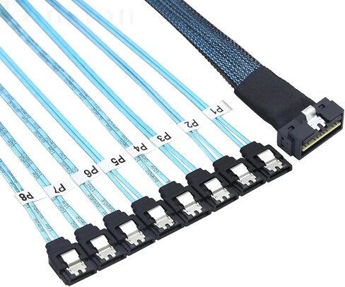 PCIe SlimSAS LP Low Profile SFF-8654 8i 74 Pin to 8* SATA Server Cable – 100 Ohm 30AWG High Speed Data Cable (0.5M) in Saudi Arabia