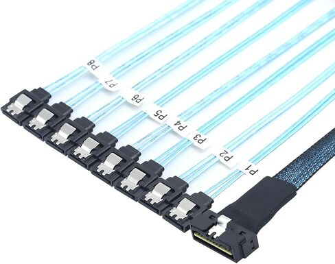 PCIe SlimSAS LP Low Profile SFF-8654 8i 74 Pin to 8* SATA Server Cable – 100 Ohm 30AWG High Speed Data Cable (0.5M) in Saudi Arabia