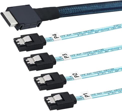 OCuLink PCIe SAS SFF-8611 4i to 4X SATA 7P Server Cable — 12Gbps 32AWG High-Speed Internal Flat-to-Flat Connection Cable, Blue (1M) in Saudi Arabia