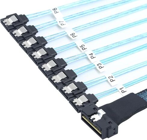 PCIe SlimSAS LP Low Profile SFF-8654 8i 74 Pin to 8* SATA Server Cable – 100 Ohm 30AWG High Speed Data Cable (0.5M) in Saudi Arabia