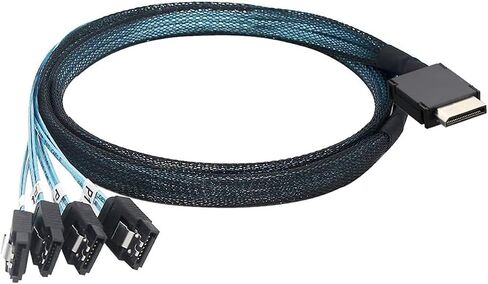OCuLink PCIe SAS SFF-8611 4i to 4X SATA 7P Server Cable — 12Gbps 32AWG High-Speed Internal Flat-to-Flat Connection Cable, Blue (1M) in Saudi Arabia