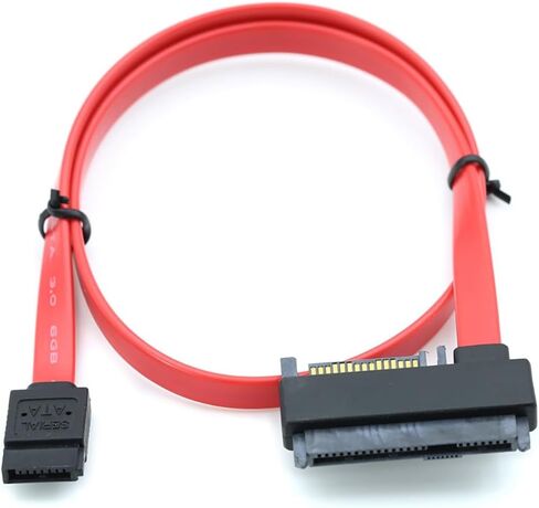 SATA to SAS SFF-8482 Hard Drive Data Cable Compatible with Server HDD SSD – 29+15 Pin to 7 Pin Female, 26AWG High Speed 6Gbps, Red Flat Connector (0.5m) in Saudi Arabia
