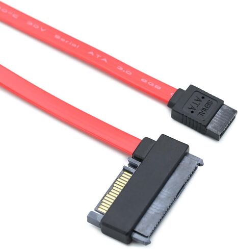 SATA to SAS SFF-8482 Hard Drive Data Cable Compatible with Server HDD SSD – 29+15 Pin to 7 Pin Female, 26AWG High Speed 6Gbps, Red Flat Connector (0.5m) in Saudi Arabia