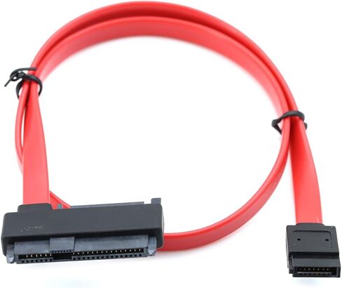 SATA to SAS SFF-8482 Hard Drive Data Cable Compatible with Server HDD SSD – 29+15 Pin to 7 Pin Female, 26AWG High Speed 6Gbps, Red Flat Connector (0.5m) in Saudi Arabia