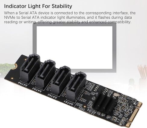 M.2 Adapter Card, ASM1166 PCIe Gen3 to SATA3.0 Expansion Card with 4 Ports 6Gbps for SSD HDD Desktop PC M.2 M B Key NVMe Slot in Saudi Arabia
