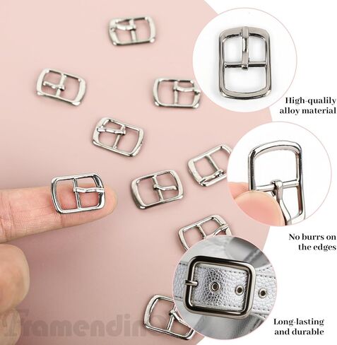 Framendino, 20 Pack Silver Rectangular Metallic Single Prong Pin Shoes Buckles Metal Roller Buckles Hardware Pin Buckle for Shoes Bags Leather Belt in Kuwait