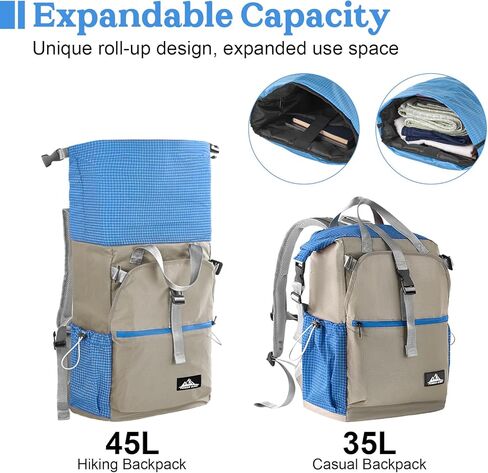 حقيبة ظهر للمشي لمسافات طويلة للرجال ، 35 لتر مقاوم للماء وخفيفة الوزن UHMWPE حقيبة الظهر النهارية غير الرسمية ، حقيبة الكتب الكلية كبيرة الكلية للكلية (أحمر) in Kuwait