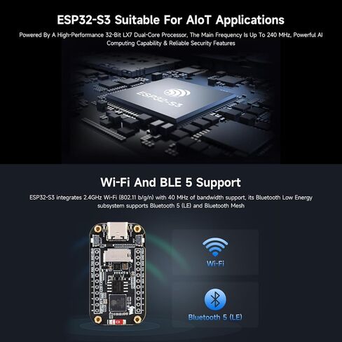 Waveshare ESP32-S3 1.47inch لوحة تطوير اللمس ، دقة 172 × 320 ، لون العرض 262k ، يدعم 2.4 جيجا هرتز Wi-Fi/Ble 5 ، 240mhz Lx7 معالج ثنائي النواة in Saudi Arabia