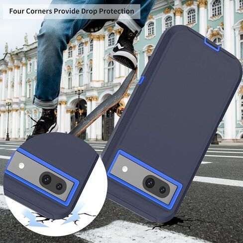 Compatible with Google Pixel 8A Case, with Belt Clip Holster Heavy Duty Rugged Shockproof Full Body Protection Kickstand Phone case for Google Pixel 8A 5G (Blue) in Kuwait