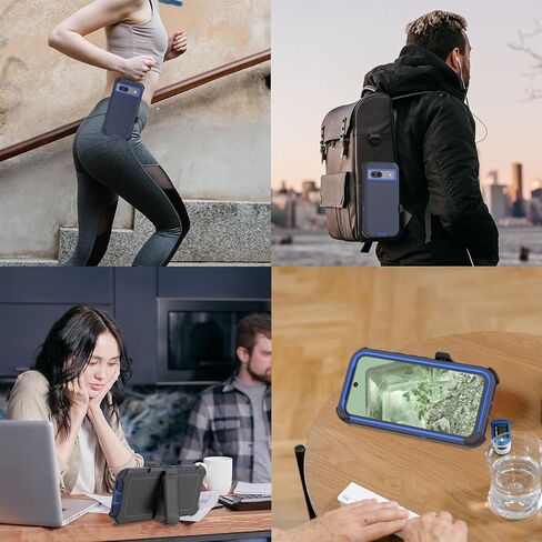 Compatible with Google Pixel 8A Case, with Belt Clip Holster Heavy Duty Rugged Shockproof Full Body Protection Kickstand Phone case for Google Pixel 8A 5G (Blue) in Kuwait