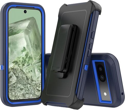 Compatible with Google Pixel 8A Case, with Belt Clip Holster Heavy Duty Rugged Shockproof Full Body Protection Kickstand Phone case for Google Pixel 8A 5G (Blue) in Kuwait