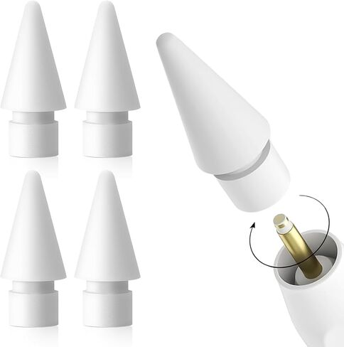 نصائح Apple Pencil Tips استبدال (4 عبوات) Pencil Tips 2nd Generation & 1st Gen متوافق-نصائح القلم القلم العالي الحساسية استبدال-من السهل تثبيت Nibs Apple Pen لـ iPad Pro/Mini/Air (4 حزمة) in Saudi Arabia