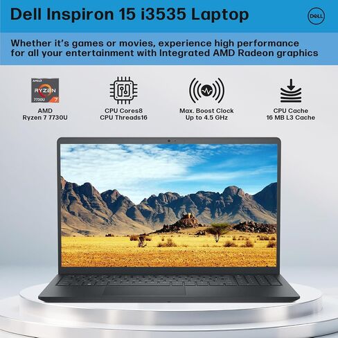 Dell Inspiron 15 جهاز كمبيوتر محمول من شاشة اللمس ، 15.6 "FHD شاشة مضادة لخطودية ، AMD Ryzen 7 7730U (Beat Intel I7-1355U) ، 64GB RAM ، 2TB SSD ، 128 GB UFD ، AMD Radeon Graphics ، Wi-Fi ، HDMI ، Weblost ، Windows 11 in Saudi Arabia