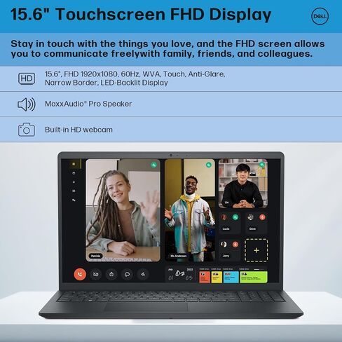 Dell Inspiron 15 جهاز كمبيوتر محمول من شاشة اللمس ، 15.6 "FHD شاشة مضادة لخطودية ، AMD Ryzen 7 7730U (Beat Intel I7-1355U) ، 64GB RAM ، 2TB SSD ، 128 GB UFD ، AMD Radeon Graphics ، Wi-Fi ، HDMI ، Weblost ، Windows 11 in Saudi Arabia