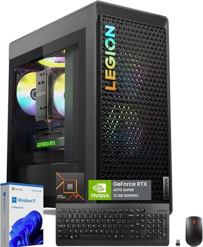Lenovo Legion Tower 5 كمبيوتر سطح المكتب للألعاب - AMD Ryzen 7700 (حتى 5.30 جيجاهرتز) ، NVIDIA RTX 4070 Super 12GB GDDR6X ، 32GB DDR5 ، 2TB SSD ، Windows 11 Pro ، Wi -Fi 6E ، Bluetooth 5.3 ، W/USB Mouse & Keyboard in Kuwait