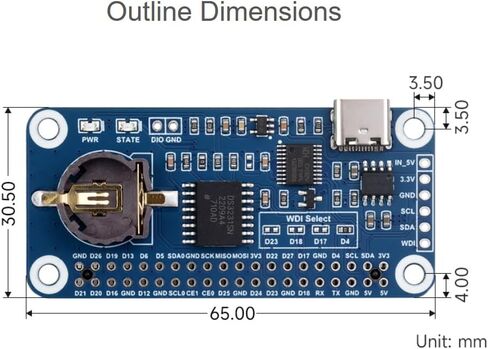 RTC WatchDog HAT for Raspberry Pi 4B/3B+/3B/2B/Zero W/Zero WH/Zero 2W /Jetson Nano, Onboard DS3231SN High Precision RTC Chip, Real Time Clock, Watchdog, Auto Reset Monitoring, All in One Module in Saudi Arabia