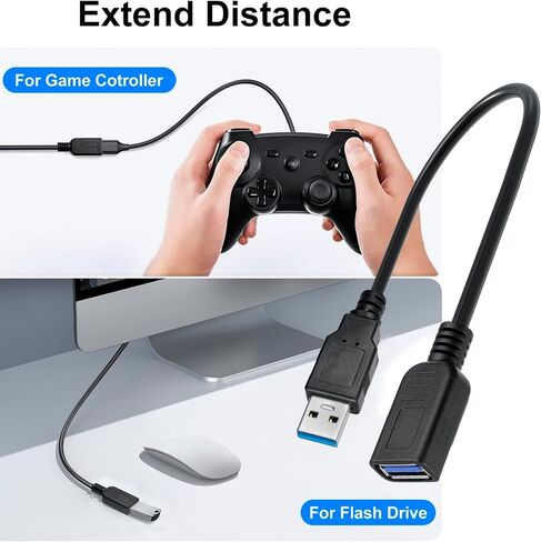 Saitech It 2 ​​حزمة قصيرة طول 1 قدم USB 3.0 تمديد كابل التمديد ، USB 3.0 من الذكور إلى كابل الموسع الإناث in Kuwait