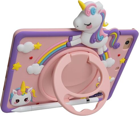 Cartoon Case for iPad 10.9" 2022，MONEHOYSY Cute Soft Silicone Kickstand [Drop Proof,Shock Proof,Anti Slip] Back Stand Cover Case for Kids Children Teens Girls Boys (Kitty) in Saudi Arabia