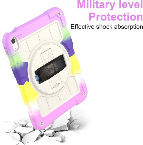 Tablet Travel Rugged Rugged Frackproof Hybrid Case المتوافقة مع iPad (2022)/10th Gen 2022 10.9 بوصة مع حماية حزام الكتف 3 360 ° ل iPad (2022)/10th Gen 2022 10.9 in Kuwait