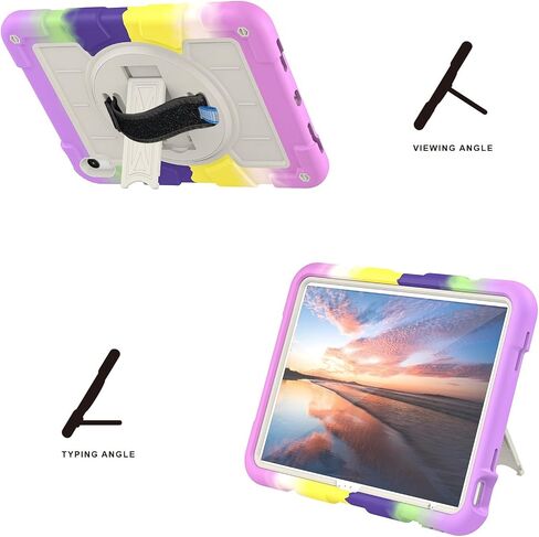 Tablet Travel Rugged Rugged Frackproof Hybrid Case المتوافقة مع iPad (2022)/10th Gen 2022 10.9 بوصة مع حماية حزام الكتف 3 360 ° ل iPad (2022)/10th Gen 2022 10.9 in Kuwait