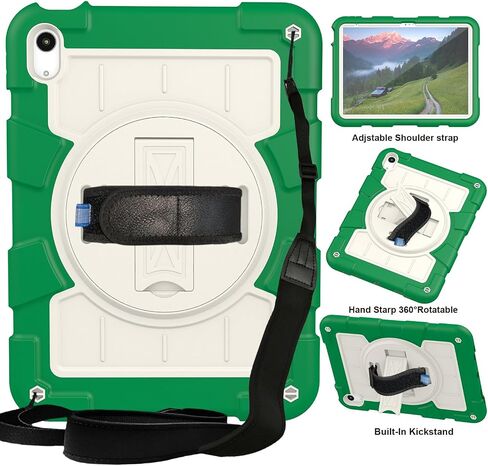 Tablet Travel Rugged Rugged Frackproof Hybrid Case المتوافقة مع iPad (2022)/10th Gen 2022 10.9 بوصة مع حماية حزام الكتف 3 360 ° ل iPad (2022)/10th Gen 2022 10.9 in Kuwait