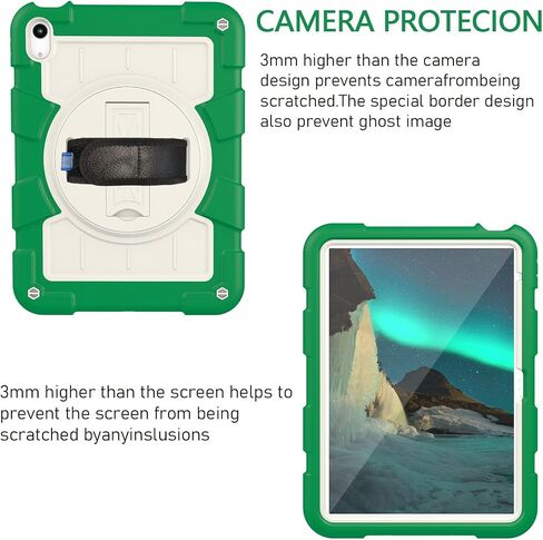 Tablet Travel Rugged Rugged Frackproof Hybrid Case المتوافقة مع iPad (2022)/10th Gen 2022 10.9 بوصة مع حماية حزام الكتف 3 360 ° ل iPad (2022)/10th Gen 2022 10.9 in Kuwait