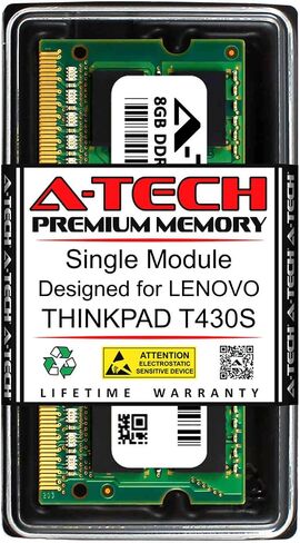 A-Tech 8GB RAM لـ Lenovo ThinkPad ThinkPad T430S | DDR3 1600MHz SODIMM PC3-12800 204-PIN وحدة ترقية الذاكرة غير ECC in Kuwait