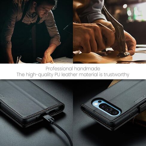 حقيبة محفظة لـ Google Pixel 10 Pro XL ، حالة الوجه المغناطيسي مع حامل بطاقة حظر RFID Kickstand للنساء ، Pixel 10 Pro XL Rockproof Detective Phone Cover (Black) in Kuwait