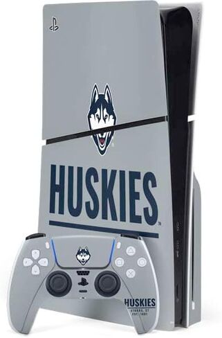 Skinit Decal Gaming Skin Compatible with PS5 Slim Disk Bundle - Officially Licensed University of Connecticut UConn Logo Design in Saudi Arabia