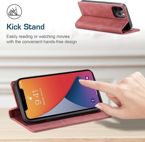 Japezop iPhone 12 Mini Wallet Case مع [RFID حظر] ، حامل البطاقة Kickstand Magnetic ، Flip Leather for iPhone 12 Mini 5.4 Inch (Black) in Kuwait