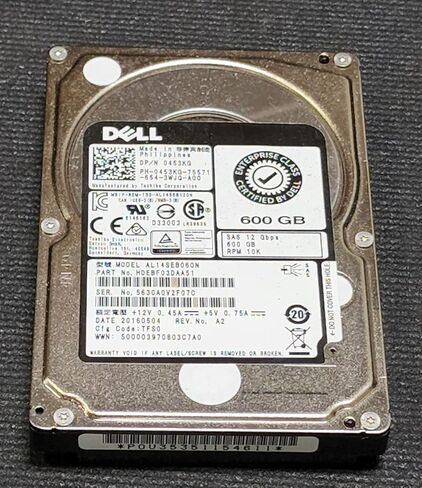Toshiba 600GB HDD 10K RPM 2.5 "12GB/S SAS DISK Drive Model: AL14SEB06N DP/N: 453KG in Saudi Arabia