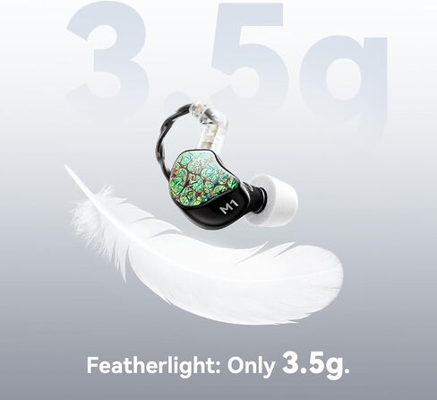 Tipsy M1 in Ear Monitor ، أول حجاب الحاجز الألياف الخيزران في العالم ، 36db PNC ، لوحة راتنجات صديقة للبشرة ، ملائمة آمنة ، DD واحد ، كابل 2-pin القابل للفصل 0.78 مم (بدون ميكروفون ، أزرق) in Kuwait