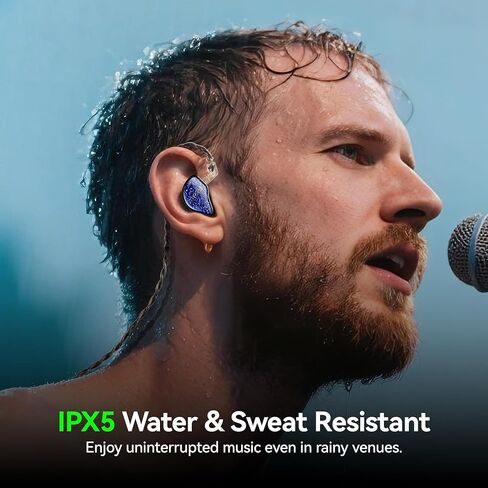 Tipsy M1 in Ear Monitor ، أول حجاب الحاجز الألياف الخيزران في العالم ، 36db PNC ، لوحة راتنجات صديقة للبشرة ، ملائمة آمنة ، DD واحد ، كابل 2-pin القابل للفصل 0.78 مم (بدون ميكروفون ، أزرق) in Kuwait