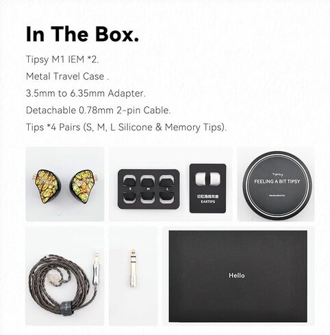 Tipsy M1 in Ear Monitor ، أول حجاب الحاجز الألياف الخيزران في العالم ، 36db PNC ، لوحة راتنجات صديقة للبشرة ، ملائمة آمنة ، DD واحد ، كابل 2-pin القابل للفصل 0.78 مم (بدون ميكروفون ، أزرق) in Kuwait
