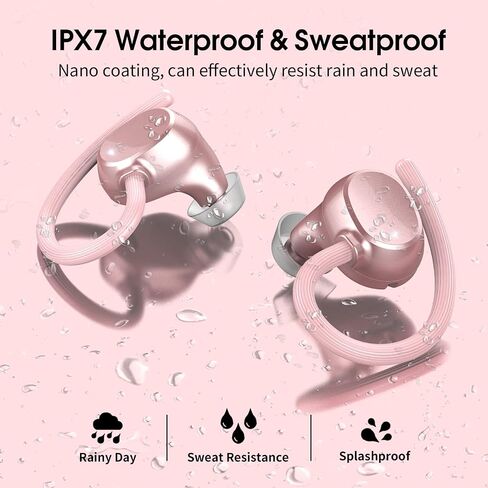 سماعات الأذن اللاسلكية ، Hifi Stereo Sport Bluetooth 5.3 سماعات الرأس مع Earhooks ، سماعات باس عميقة 48 ساعة مع عرض LED ، إلغاء الضوضاء ، سماعات أذن مقاومة للماء IP7 in Kuwait