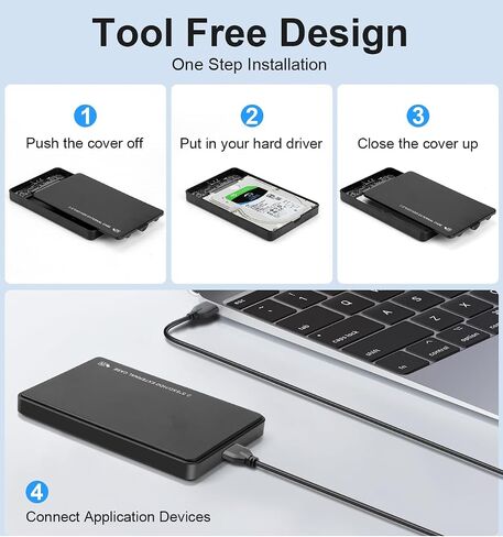 حاوية محرك الأقراص الثابتة 2.5 "، 5 جيجابت في الثانية USB 3.0 إلى SATA III ، حالة قرص ثابت خالية من الأدوات لمدة 2.5 بوصة 9.5 مم 7 مم SSD حتى 6TB in Saudi Arabia