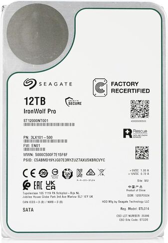 Seagate Ironwolf Pro ، 12 TB ، Enterprise NAS INTERNAL HDD - CMR 3.5 بوصة ، SATA 6 جيجابايت/ثانية ، 7200 دورة في الدقيقة ، 256 ميجابايت ذاكرة التخزين المؤقت لشبكة RAID المرفقة (ST12000NT001) (متجددة) in Saudi Arabia