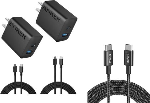 Anker iPhone 16 Charger ، 2-Pack 20W Fast USB C Charger Block ، USB C إلى USB C Cable ، Type-C Charging Cord Charge (10 ft ، 100W) in Kuwait